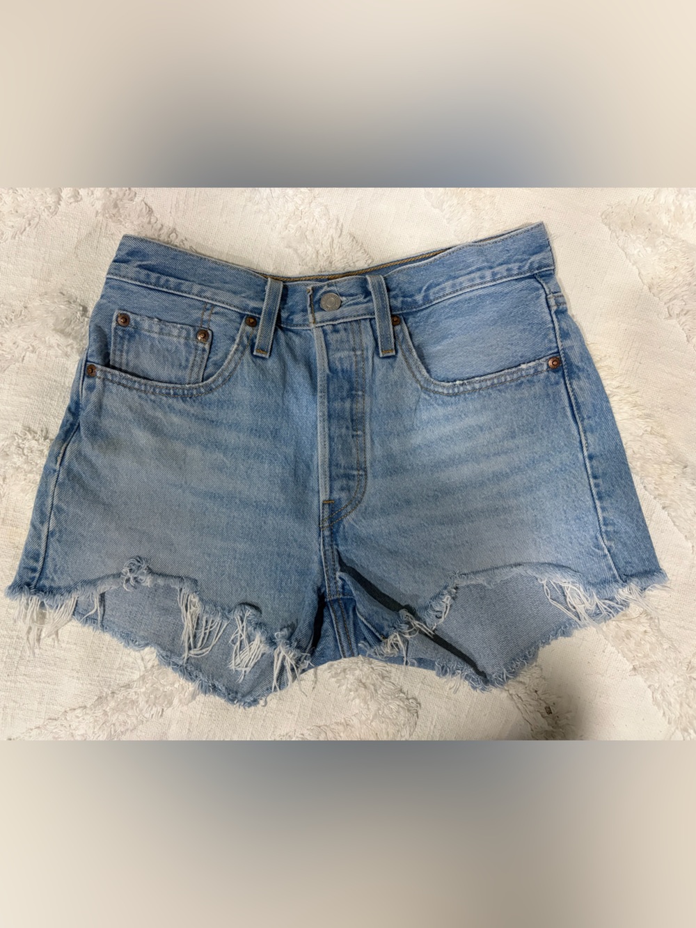 Levi's Light Blue Distressed Cutoff Jean Shorts